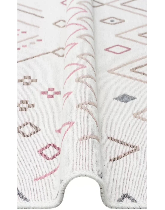 Arya Ar 05 Beige Pink %100 Geri Dönüşümlü Pamuktan Çift Taraflı Yıkanabilir Modern Dekoratif Kilim