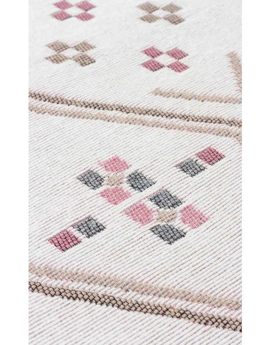 Arya Ar 05 Beige Pink %100 Geri Dönüşümlü Pamuktan Çift Taraflı Yıkanabilir Modern Dekoratif Kilim