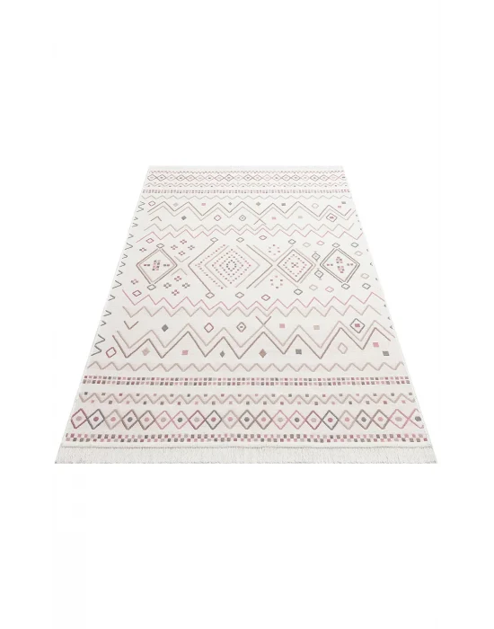 Arya Ar 05 Beige Pink %100 Geri Dönüşümlü Pamuktan Çift Taraflı Yıkanabilir Modern Dekoratif Kilim