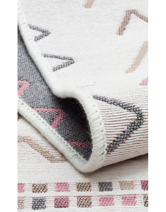 Arya Ar 05 Beige Pink %100 Geri Dönüşümlü Pamuktan Çift Taraflı Yıkanabilir Modern Dekoratif Kilim