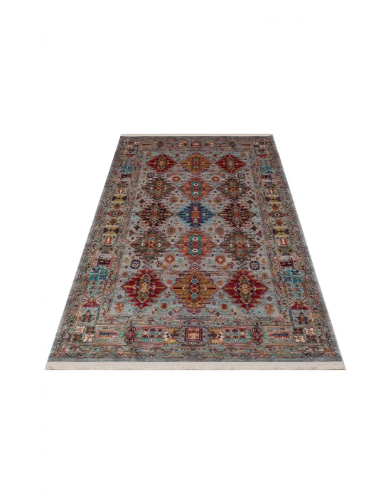 Antique ATK 06 Aqua Yıkanabilir Modern Ve Etnik Desenli Kaymaz Tabanlı Makine Halısı