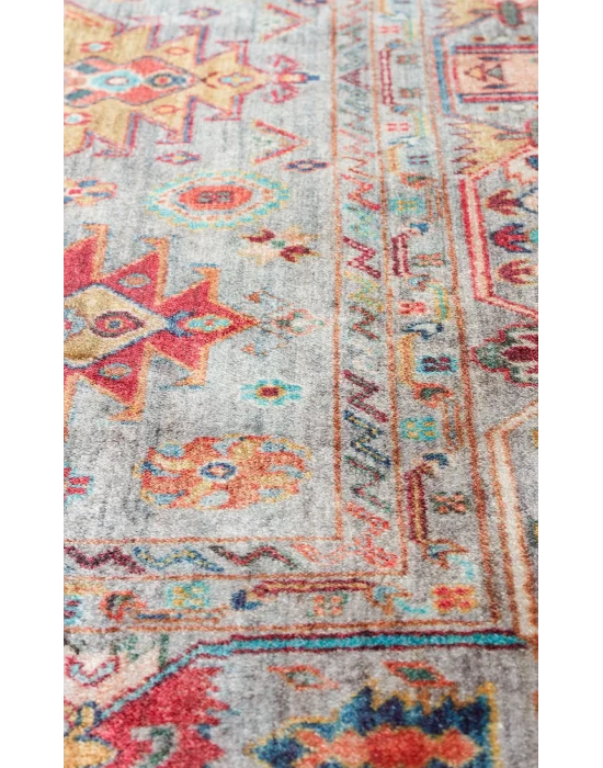 Antique ATK 06 Aqua Yıkanabilir Modern Ve Etnik Desenli Kaymaz Tabanlı Makine Halısı