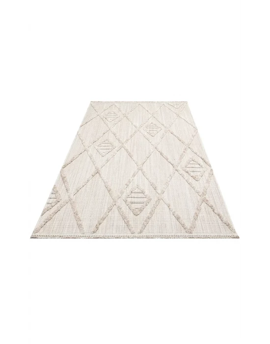 MALIBU HALI 0041 Hav Toz Vermez Yumuşak Dokulu Etnik Örgü Desenlere Sahip Modern İskandinav Halı