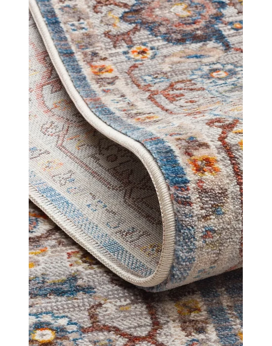 PIETRA HALI 0035 Sıcak Renk Tonlu Etnik Desenli Yumuşak Dokulu Makine Halısı