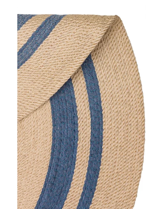 Patna PTN 06 Natural Navy Jüt Hasır Görünümlü Hav Toz Vermez Dekoratif Örgü Halı