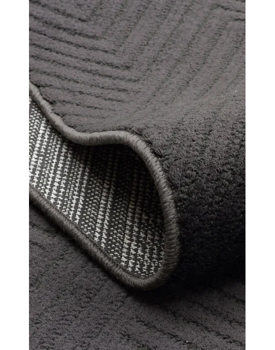 Urban 01 Black Etnik Desenlere Sahip Hav Toz Vermez Yumuşak Dokulu Modern Halı