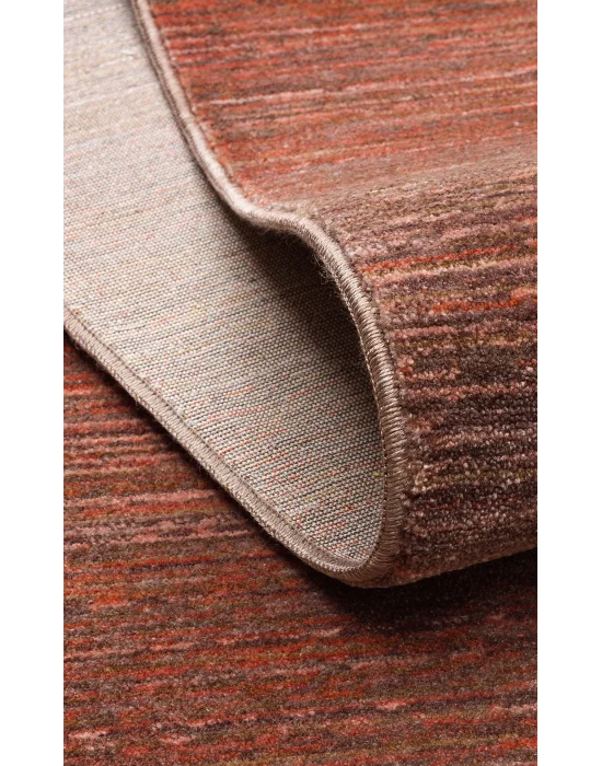 PIETRA HALI 0073 Sıcak Renk Tonlu Etnik Desenli Yumuşak Dokulu Makine Halısı