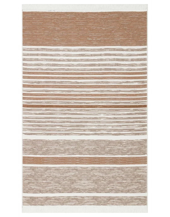 Arya Ar 27 Cream Beige %100 Geri Dönüşümlü Pamuktan Çift Taraflı Yıkanabilir Modern Dekoratif Kilim