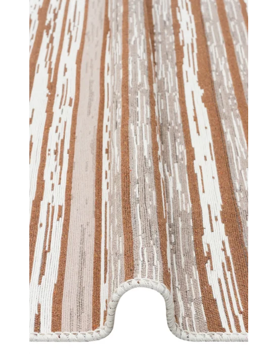 Arya Ar 27 Cream Beige %100 Geri Dönüşümlü Pamuktan Çift Taraflı Yıkanabilir Modern Dekoratif Kilim