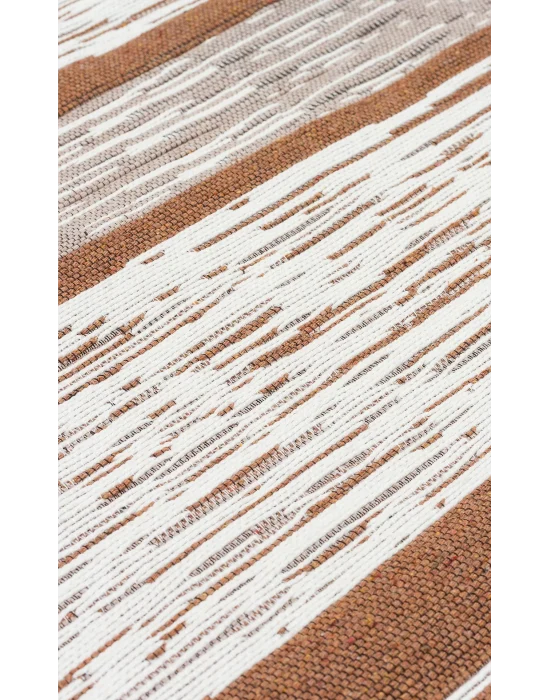 Arya Ar 27 Cream Beige %100 Geri Dönüşümlü Pamuktan Çift Taraflı Yıkanabilir Modern Dekoratif Kilim