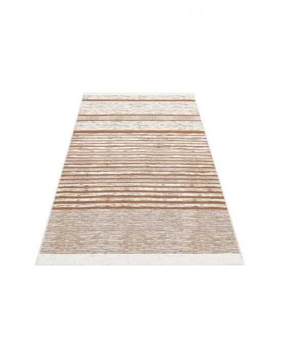 Arya Ar 27 Cream Beige %100 Geri Dönüşümlü Pamuktan Çift Taraflı Yıkanabilir Modern Dekoratif Kilim