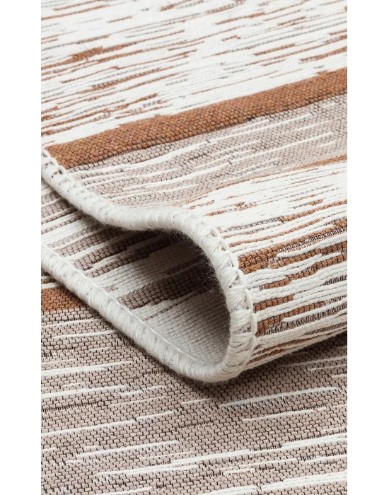Arya Ar 27 Cream Beige %100 Geri Dönüşümlü Pamuktan Çift Taraflı Yıkanabilir Modern Dekoratif Kilim
