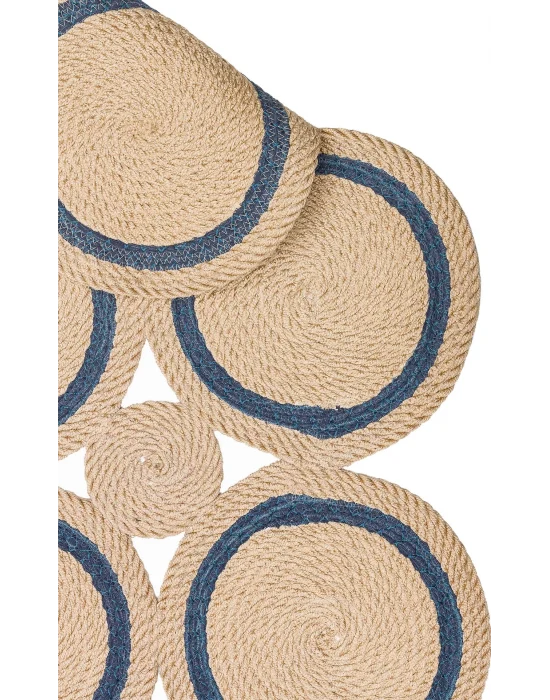 Patna PTN 01 Natural Navy Jüt Hasır Görünümlü Hav Toz Vermez Dekoratif Örgü Halı