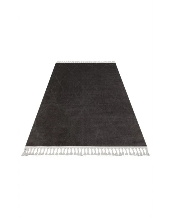 Urban 02 Black Etnik Desenlere Sahip Hav Toz Vermez Yumuşak Dokulu Modern Halı