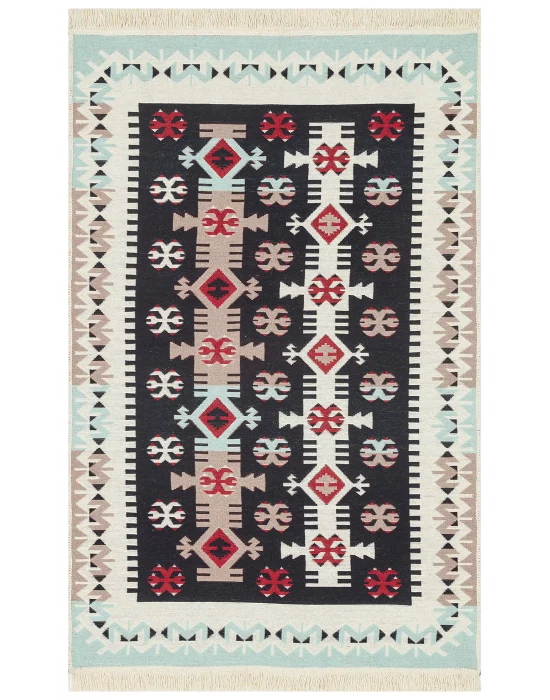 Arya Ar 32 Red %100 Geri Dönüşümlü Pamuktan Çift Taraflı Yıkanabilir Modern Dekoratif Kilim