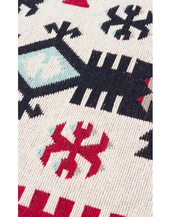 Arya Ar 32 Red %100 Geri Dönüşümlü Pamuktan Çift Taraflı Yıkanabilir Modern Dekoratif Kilim