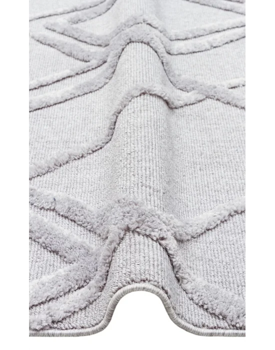 Terazzo 03 Grey Hav Toz Vermez Yumuşak Dokulu Etnik Örgü Desenlere Sahip Modern İskindinav Halı