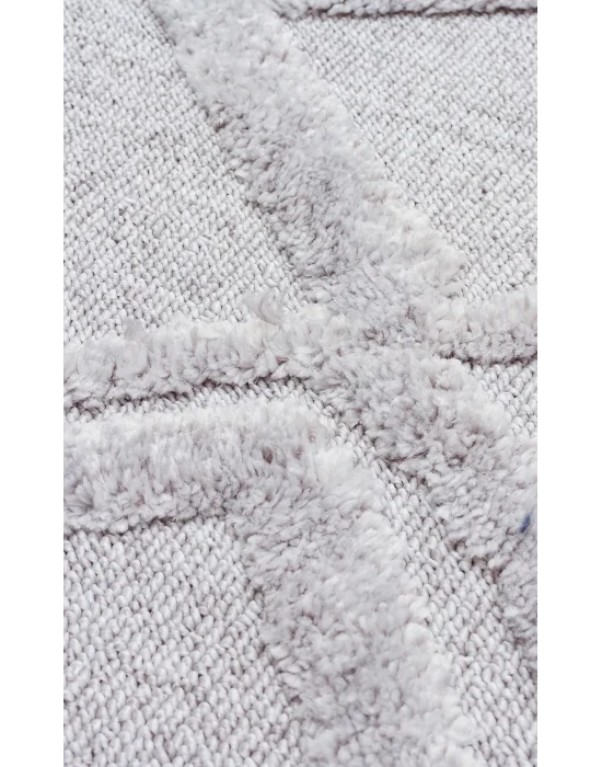 Terazzo 03 Grey Hav Toz Vermez Yumuşak Dokulu Etnik Örgü Desenlere Sahip Modern İskindinav Halı