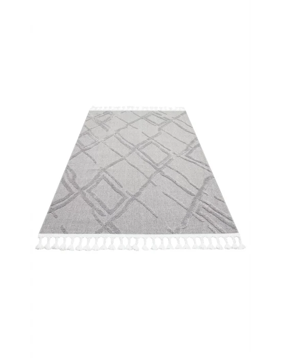 Terazzo 03 Grey Hav Toz Vermez Yumuşak Dokulu Etnik Örgü Desenlere Sahip Modern İskindinav Halı