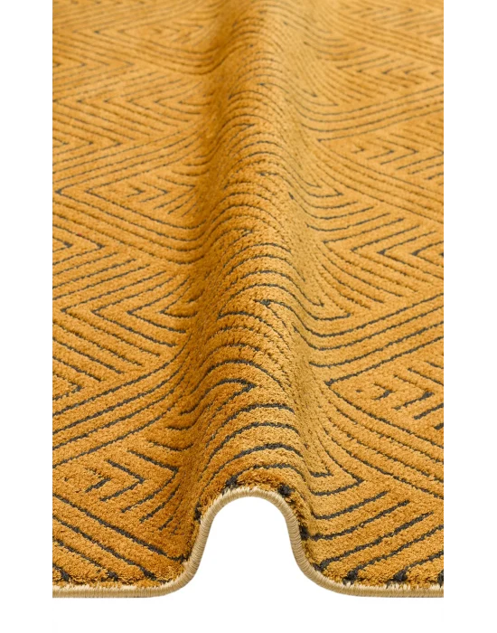 Urban 01 Gold Etnik Desenlere Sahip Hav Toz Vermez Yumuşak Dokulu Modern Halı