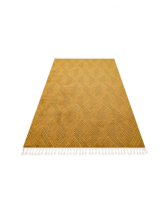 Urban 01 Gold Etnik Desenlere Sahip Hav Toz Vermez Yumuşak Dokulu Modern Halı