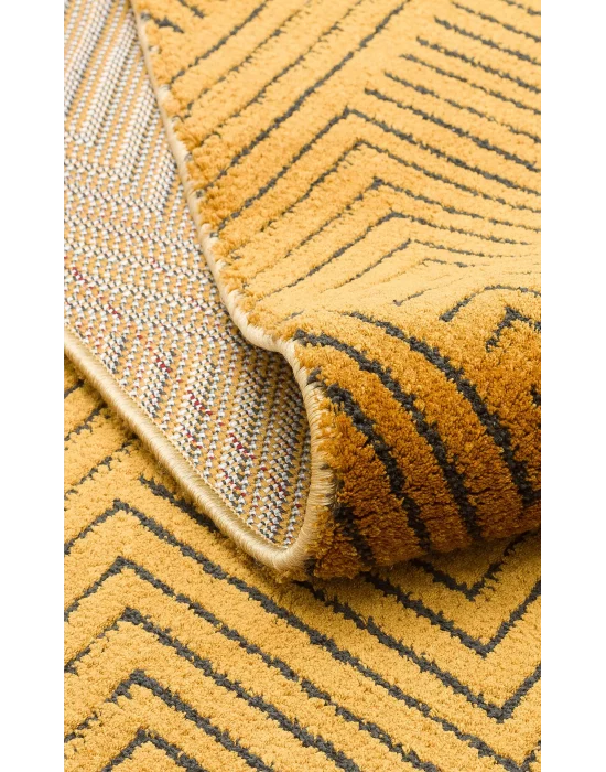 Urban 01 Gold Etnik Desenlere Sahip Hav Toz Vermez Yumuşak Dokulu Modern Halı