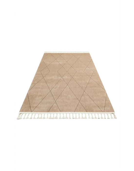 Urban 02 Beige Etnik Desenlere Sahip Hav Toz Vermez Yumuşak Dokulu Modern Halı