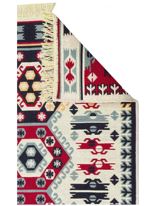 Arya Ar 30 Red %100 Geri Dönüşümlü Pamuktan Çift Taraflı Yıkanabilir Modern Dekoratif Kilim