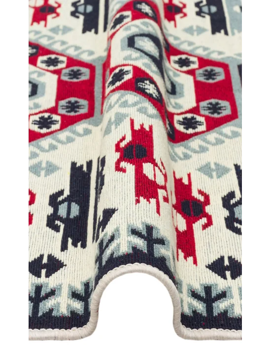 Arya Ar 30 Red %100 Geri Dönüşümlü Pamuktan Çift Taraflı Yıkanabilir Modern Dekoratif Kilim