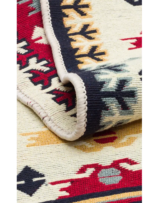 Arya Ar 30 Red %100 Geri Dönüşümlü Pamuktan Çift Taraflı Yıkanabilir Modern Dekoratif Kilim