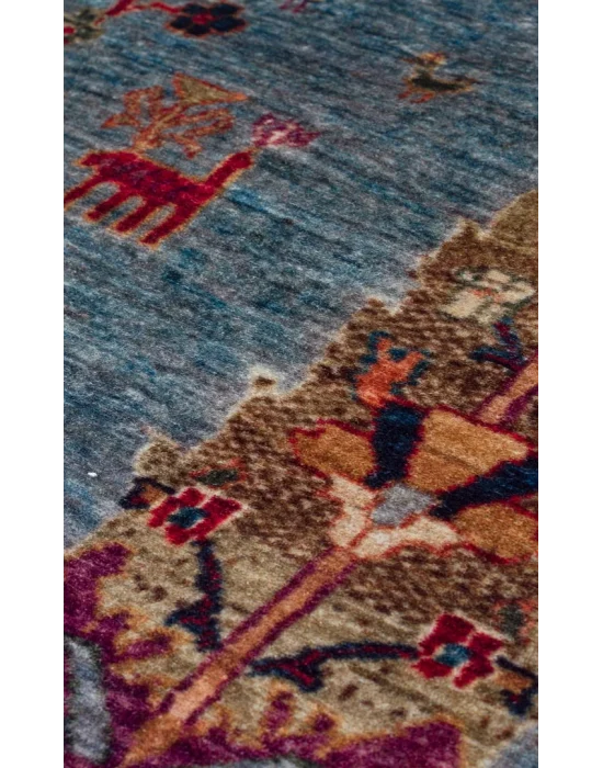 Antique ATK 09 Aqua Yıkanabilir Modern Ve Etnik Desenli Kaymaz Tabanlı Makine Halısı