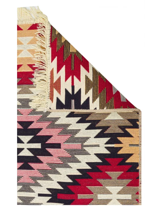 Arya Ar 33 Red %100 Geri Dönüşümlü Pamuktan Çift Taraflı Yıkanabilir Modern Dekoratif Kilim