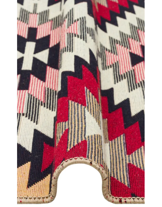 Arya Ar 33 Red %100 Geri Dönüşümlü Pamuktan Çift Taraflı Yıkanabilir Modern Dekoratif Kilim
