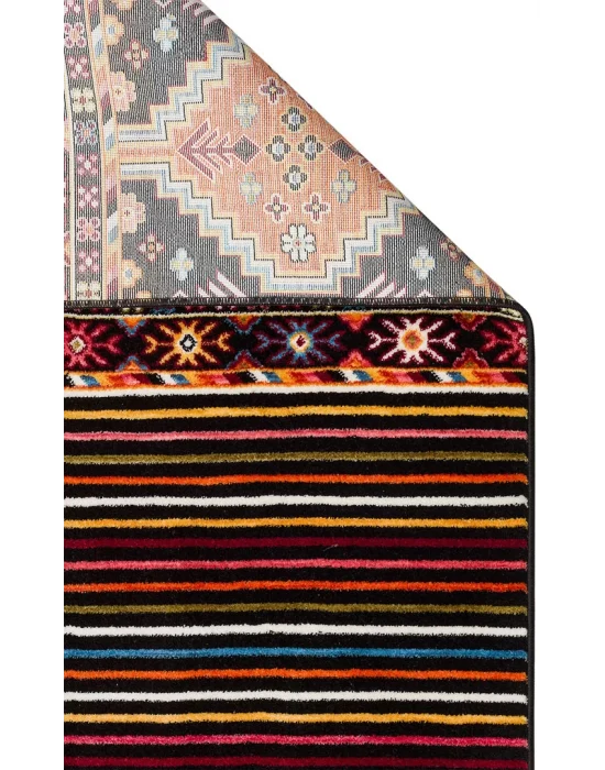 PIETRA HALI 0242 Sıcak Renk Tonlu Etnik Desenli Yumuşak Dokulu Makine Halısı