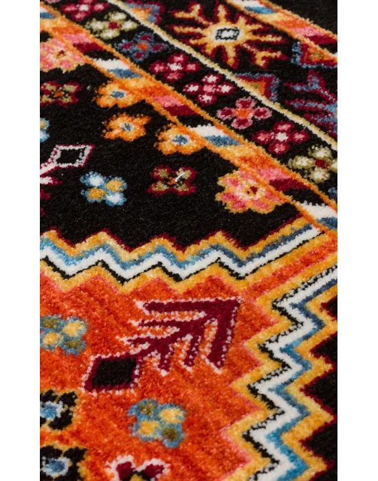 PIETRA HALI 0242 Sıcak Renk Tonlu Etnik Desenli Yumuşak Dokulu Makine Halısı