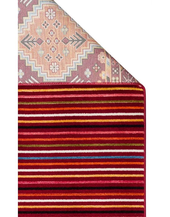 PIETRA HALI 0249 Sıcak Renk Tonlu Etnik Desenli Yumuşak Dokulu Makine Halısı