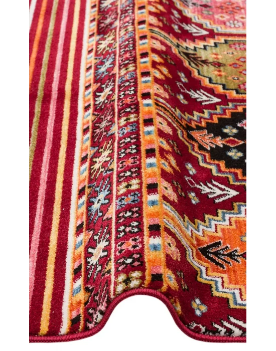 PIETRA HALI 0249 Sıcak Renk Tonlu Etnik Desenli Yumuşak Dokulu Makine Halısı