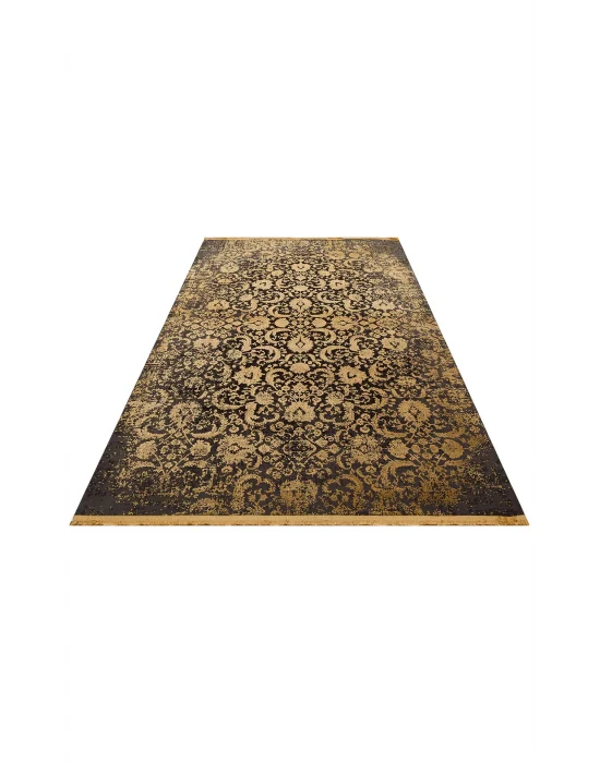 Cordoba Db 02 Antrasit Gold Nw Parlak Yüksek Alçak Dokulu Modern Makine Halısı