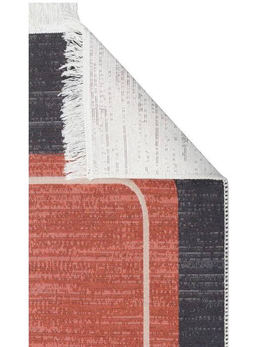 Arya Ar 36 Black Terra %100 Geri Dönüşümlü Pamuktan Çift Taraflı Yıkanabilir Modern Dekoratif Kilim