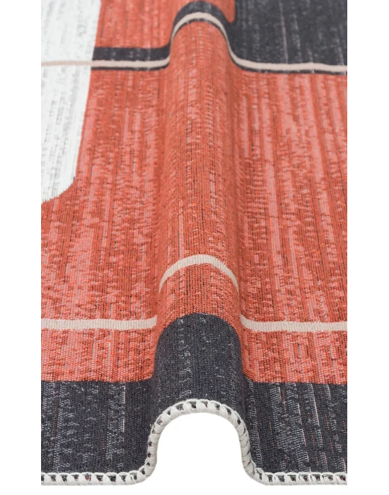 Arya Ar 36 Black Terra %100 Geri Dönüşümlü Pamuktan Çift Taraflı Yıkanabilir Modern Dekoratif Kilim