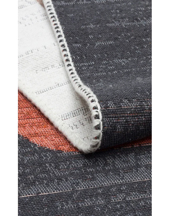 Arya Ar 36 Black Terra %100 Geri Dönüşümlü Pamuktan Çift Taraflı Yıkanabilir Modern Dekoratif Kilim