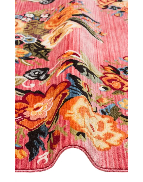 PIETRA HALI 0223 Sıcak Renk Tonlu Etnik Desenli Yumuşak Dokulu Makine Halısı