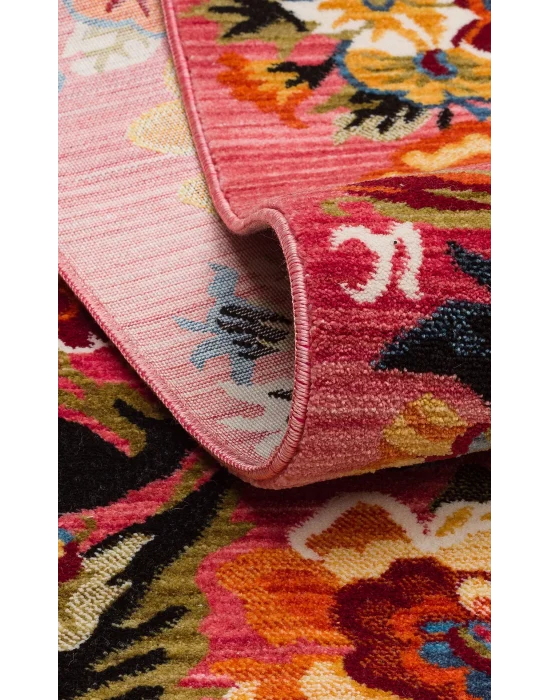 PIETRA HALI 0223 Sıcak Renk Tonlu Etnik Desenli Yumuşak Dokulu Makine Halısı