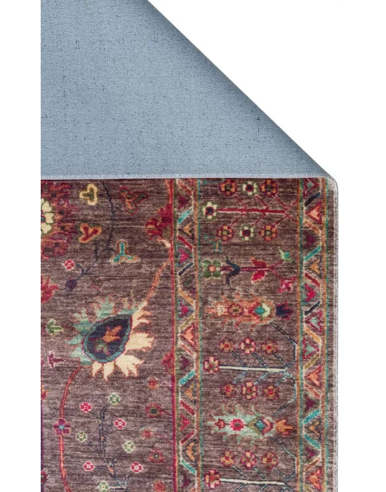 Antique ATK 10 Dark Multy Yıkanabilir Modern Ve Etnik Desenli Kaymaz Tabanlı Makine Halısı