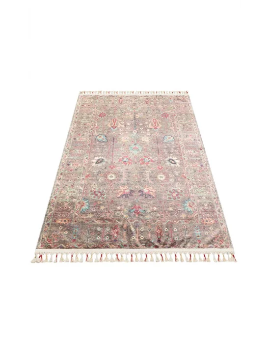 Antique ATK 10 Dark Multy Yıkanabilir Modern Ve Etnik Desenli Kaymaz Tabanlı Makine Halısı
