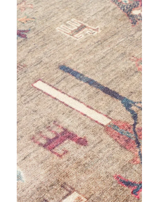 Antique ATK 09 Olive Yıkanabilir Modern Ve Etnik Desenli Kaymaz Tabanlı Makine Halısı