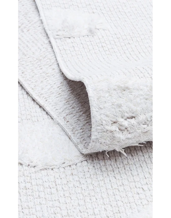 Dublin DBL 03 Cream Yıkanabilir Örgü Dokulu Naturel Pamuk Halı