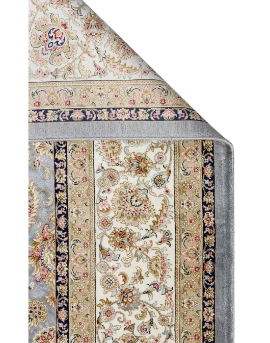 Isfahan 03 Grey Cream Klasik Desenli Yüksek Kalite Sık Dokuma Makine Halısı