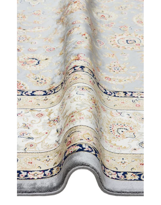 Isfahan 03 Grey Cream Klasik Desenli Yüksek Kalite Sık Dokuma Makine Halısı