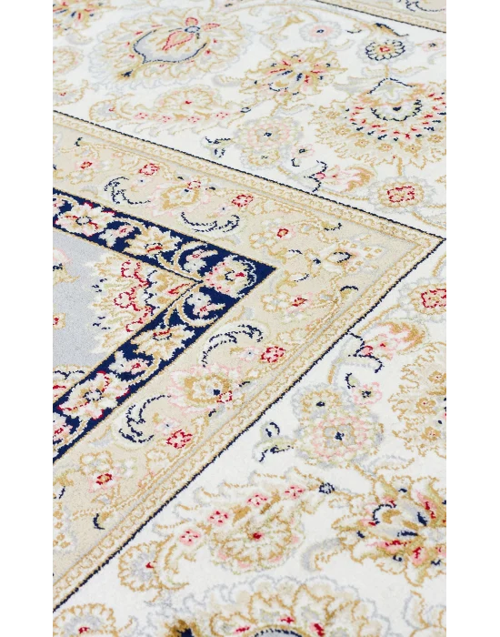 Isfahan 03 Grey Cream Klasik Desenli Yüksek Kalite Sık Dokuma Makine Halısı